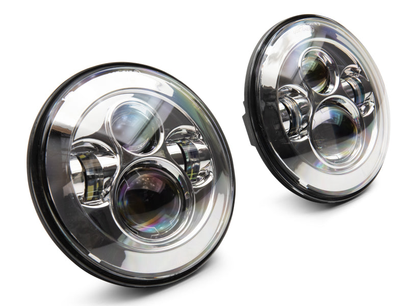 Raxiom J108043 97-18 Jeep Wrangler TJ/JK Axial Series LED Daymaker Headlights- Chrome Housing (Clear Lens)