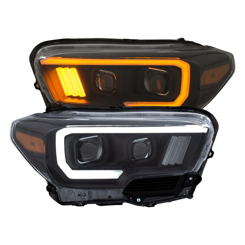 ANZO 111396 2016-2017 Toyota Tacoma Projector Headlights w/ Plank Style Switchback Black w/ Amber