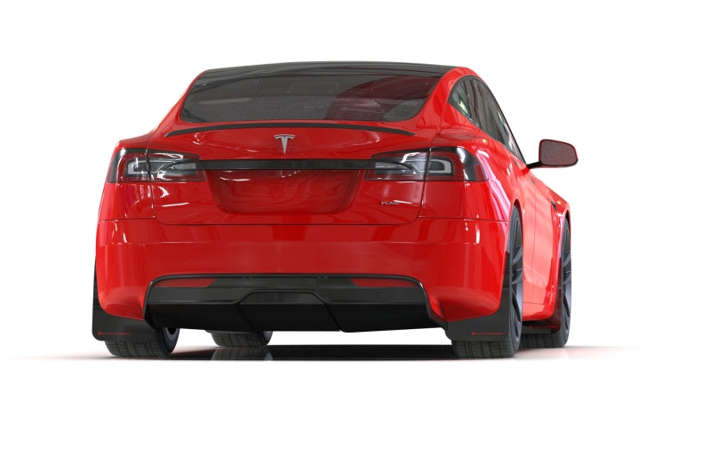 Rally Armor MF101-UR-BLK-WH 21-25 Tesla Model S / S Plaid Black UR Mud Flap w/White Logo