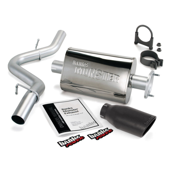 Banks Power 51313-B 00-03 Jeep 2.5/4.0L Wrangler w/ 2-Bolt Cat Monster Exh Sys - SS Single Exh w/ Blk Tip