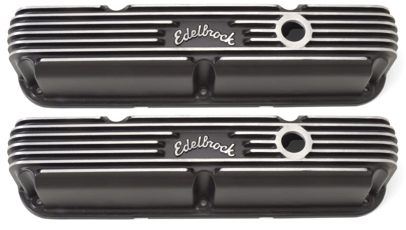 Edelbrock EDE41763 SBM Classic Finned V/C's - Black