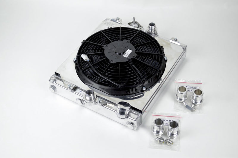 CSF 2858X Universal Half Radiator w/-16AN & Slip-On Fittings/12in SPAL Fan & Shroud