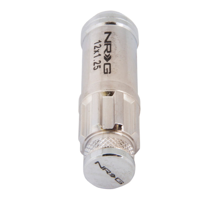 NRG LN-LS710SL-21 700 Series M12 X 1.25 Steel Lug Nut w/Dust Cap Cover Set 21 Pc w/Locks & Lock Socket - Silver