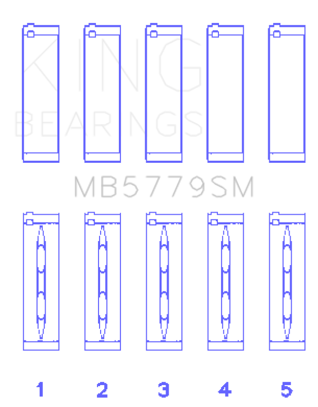 King Engine Bearings MB5779SM Audi CDAA/CDHA/CDHB/CDAB Main Bearing Set (Set of 5) - Size STD