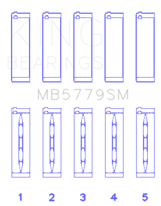 King Engine Bearings MB5779SM Audi CDAA/CDHA/CDHB/CDAB Main Bearing Set (Set of 5) - Size STD