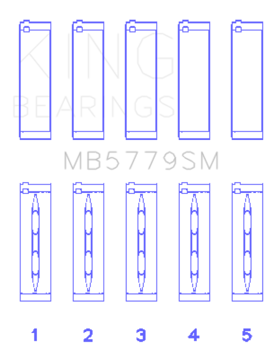 King Engine Bearings MB5779SM Audi CDAA/CDHA/CDHB/CDAB Main Bearing Set (Set of 5) - Size STD