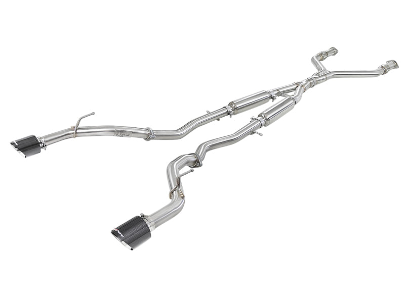 aFe 49-36134NM-C POWER Takeda 2.5in 304 SS CB Exhaust w/ Carbon Fiber Tips 17-19 Infiniti Q60 V6-3.0L (tt)