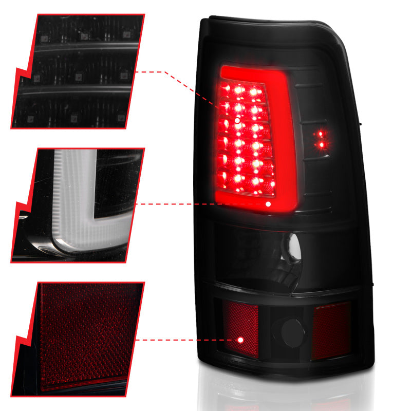 ANZO 311334 2003-2006 Chevy Silverado 1500 LED Taillights Plank Style Black w/Smoke Lens