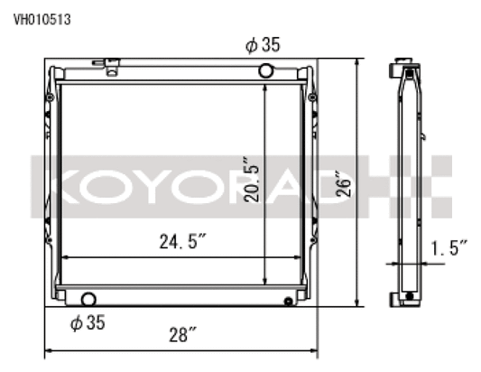 Koyo VH010513 95-04 Toyota Tacoma V6 4x4 Manual Radiator
