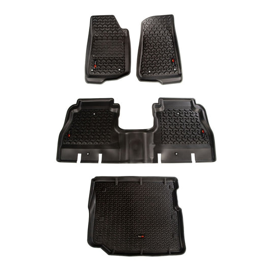 Rugged Ridge 12988.05 Floor Liner Front/Rear/Cargo Black 18-21 Jeep Wrangler JL 4 Dr (Excl. 4XE Models)