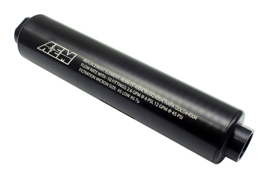 AEM 25-201BK Universal High Flow -10 AN Inline Black Fuel Filter