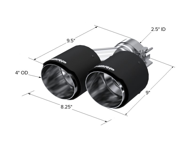 MBRP T5177CF Universal Carbon Fiber Dual Tip 4in OD/2.5in Inlet