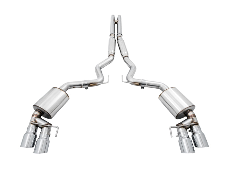 AWE Tuning 3015-42102 2018+ Ford Mustang GT (S550) Cat-back Exhaust - Touring Edition (Quad Chrome Silver Tips)