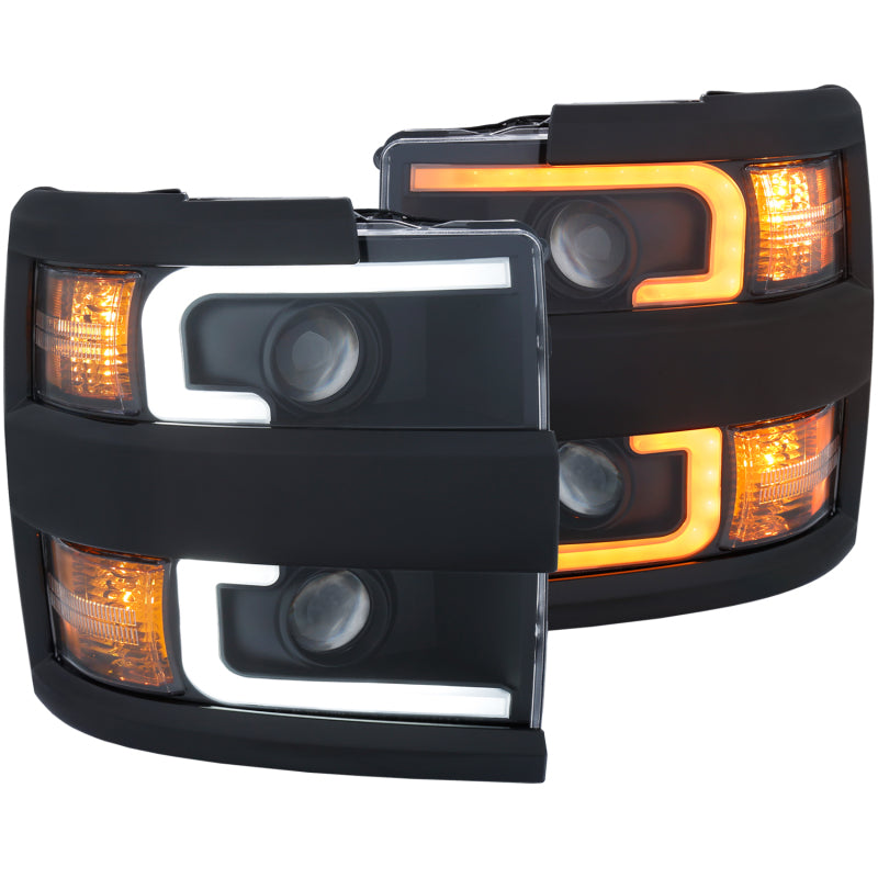ANZO 111364 Projector Headlights 15-17 Chevrolet Silverado 2500HD / 3500HD Black w/ Black Rim