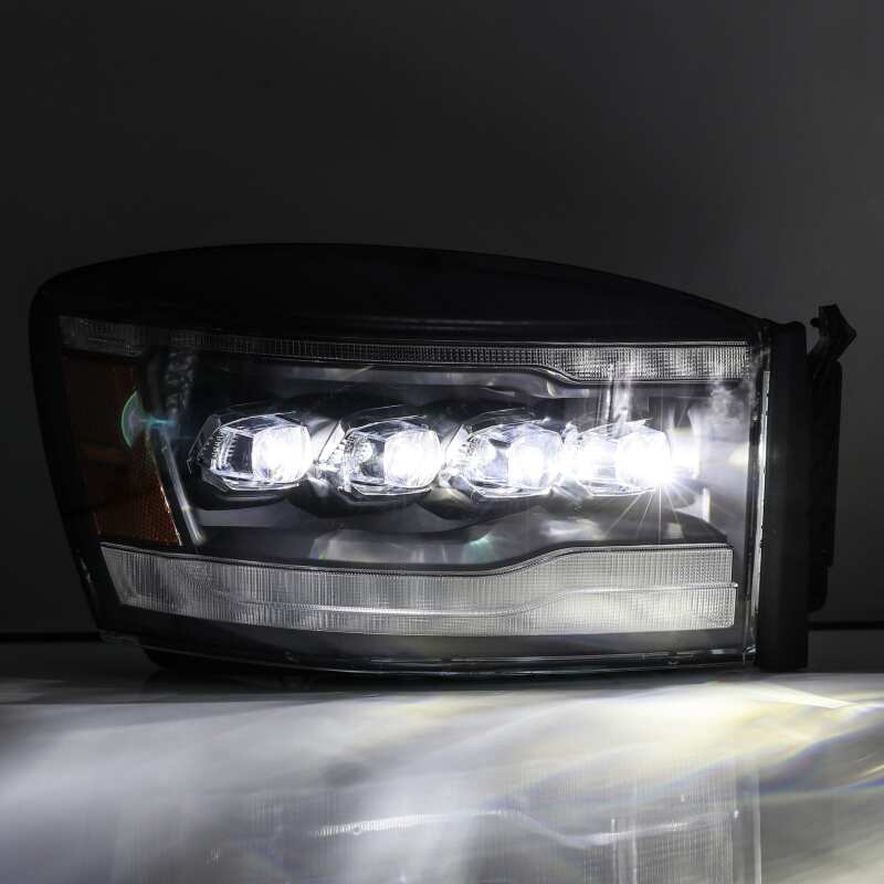 AlphaRex 880538 06-08 RAM 1500HD NOVA LED Proj Headlights Plank Style Alpha Blk w/Seq Signal/DRL/Amber LED