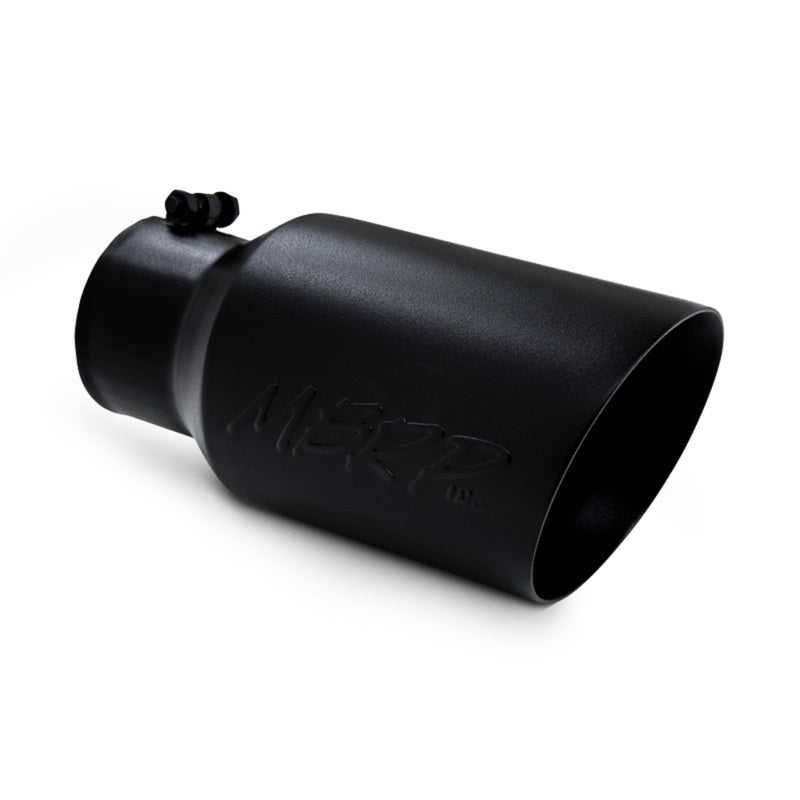 MBRP T5072BLK Universal Tip 6 O.D. Dual Wall Angled 4 inlet 12 length - Black Finish