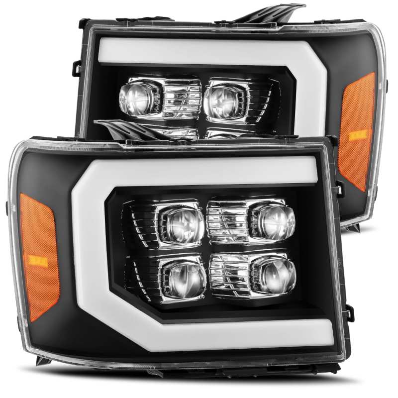 AlphaRex 880609 07-13 GMC 1500HD NOVA LED Proj Headlight Plank Style Gloss Blk w/Activ Light/Seq Signal/DRL