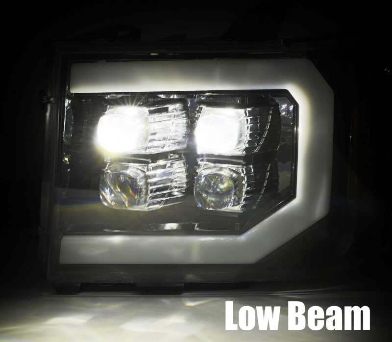 AlphaRex 880608 07-13 GMC 1500HD NOVA LED Proj Headlights Plank - Jet Black w/Activ Light/Seq Signal/DRL