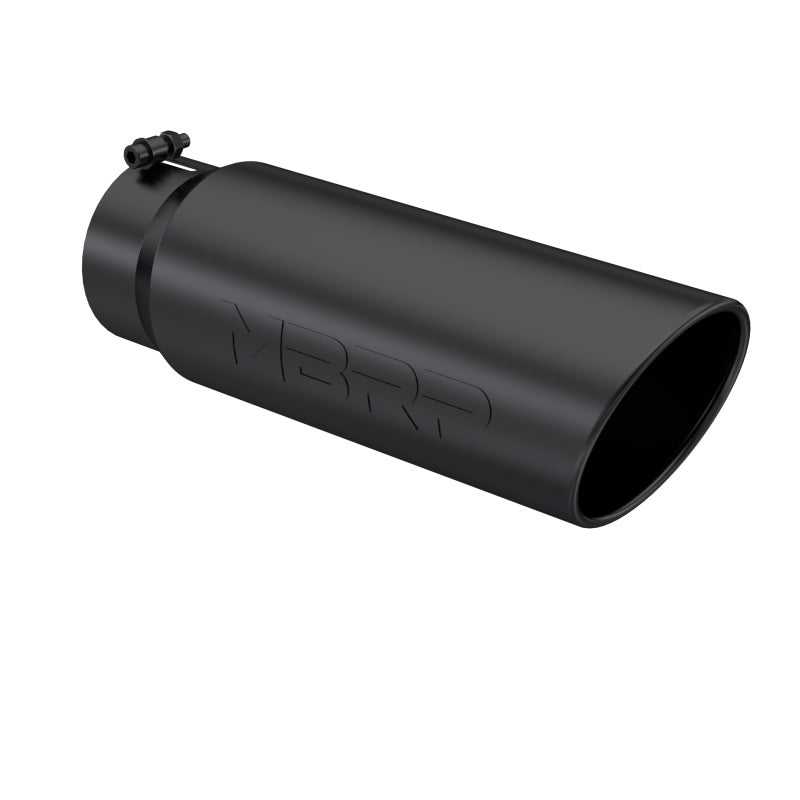 MBRP T5125BLK Universal Tip 6in OD Angled Rolled End 5in Inlet 18in Lgth Black Finish Exhaust