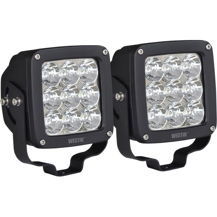 Westin 09-12219B-PR Axis LED Auxiliary Light 4.5 inch x 4.5 inch Square Flood w/3W Osram (Set of 2) - Black