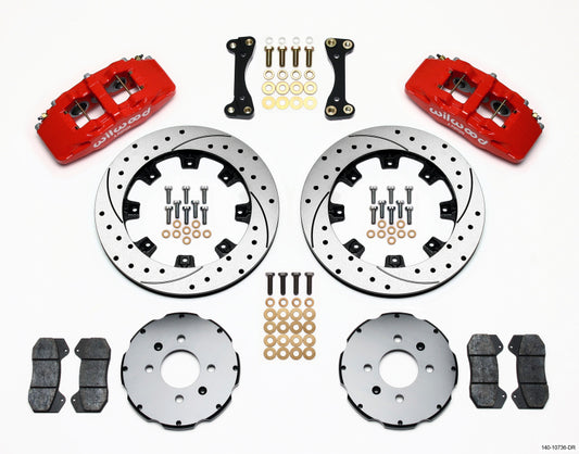 Wilwood 140-10736-DR Dynapro 6 Front Hat Kit 12.19in Drilled Red 90-99 Civic w/240 mm Disc