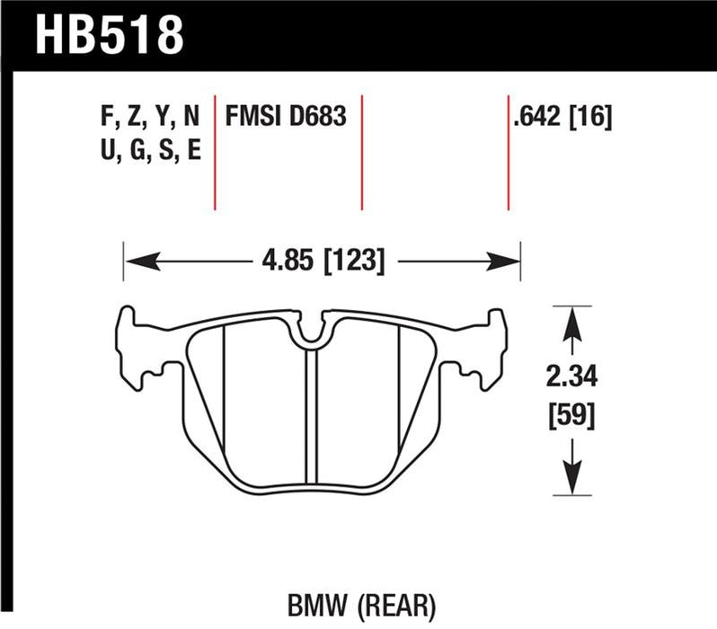 Hawk Performance HB518E.642 Hawk BMW 3/5/7Series/M3/M5/X3/X5/Z4/Z8 / Land Rover Range Rover Blue 9012 Race Rear Brake Pads