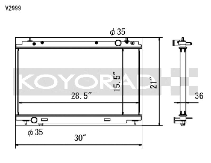 Koyo V2999 07-08 Nissan 350Z VQ35HR (MT) Radiator