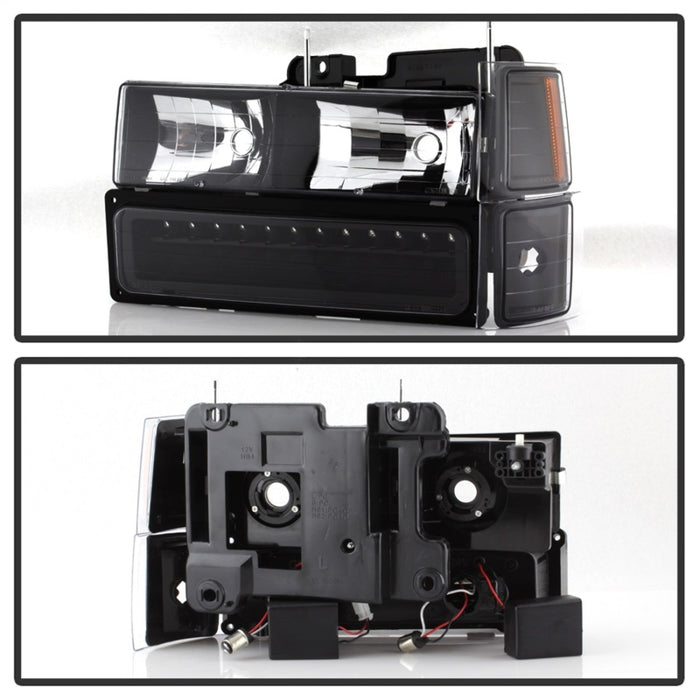 SPYDER 5069542 xTune 92-94 Blazer Full Size Corner/LED Bumper Headlights Black HD-JH-CCK88-LED-AM-BK-SET