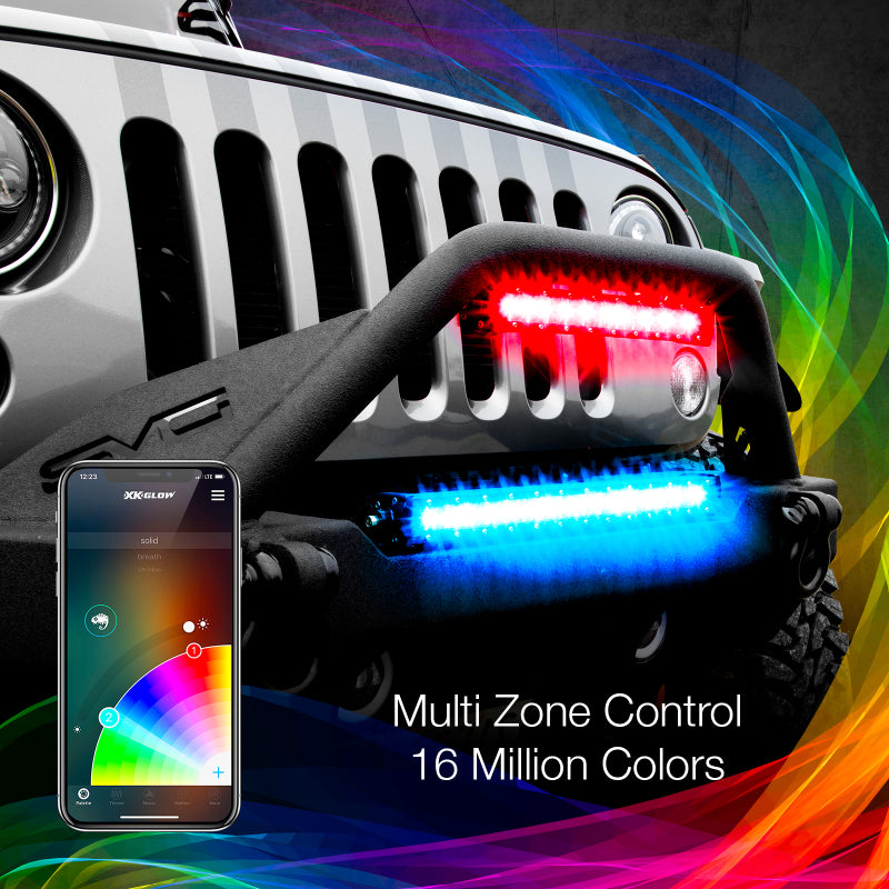 XKGLOW XK-BAR-14 XK Glow RGBW Light Bar High Power Offroad Work/Hunting Light w/ Bluetooth Controller 14In