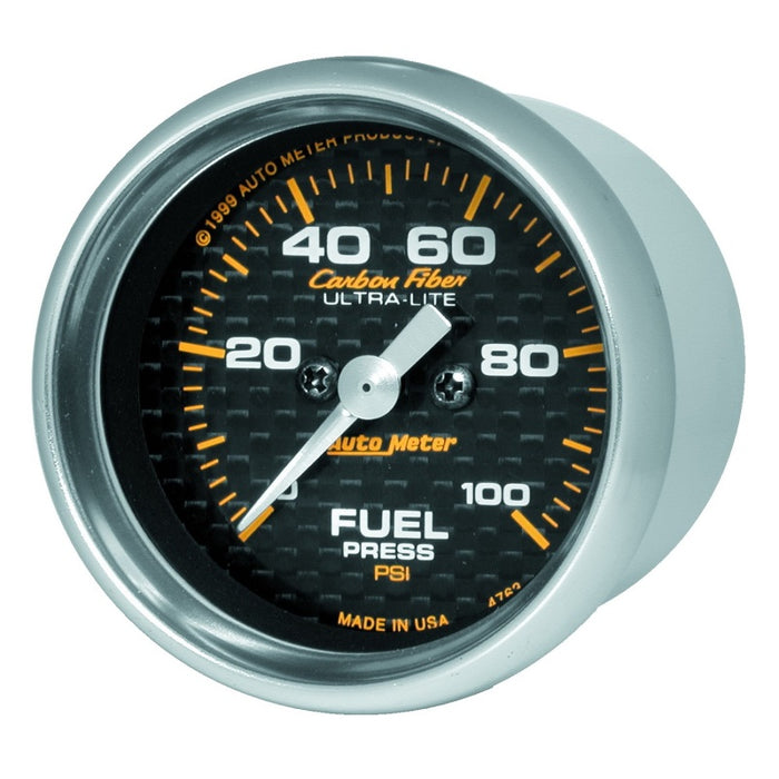 AutoMeter 4763 Autometer Carbon Fiber 52mm 100 PSI Electronic Fuel Pressure Gauge