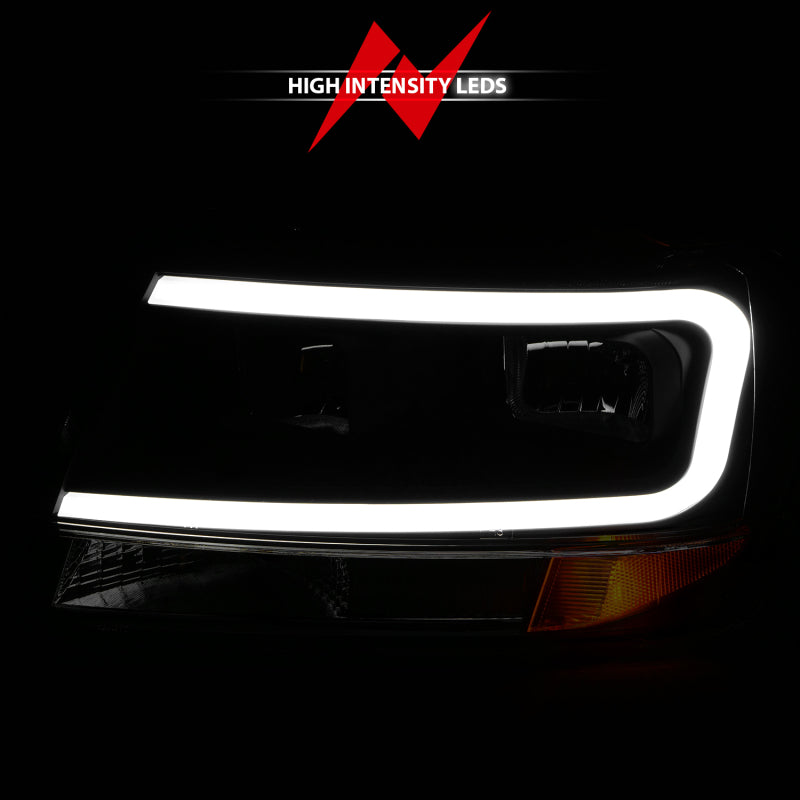 ANZO 111537 99-04 Jeep Grand Cherokee Crystal Headlights - w/ Light Bar Black Housing