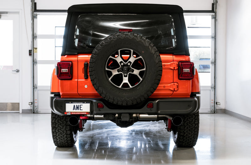 AWE Tuning 3015-33001 2018+ Jeep Wrangler JL/JLU Tread Edition Axle-Back Dual Exhaust - Diamond Black Tips