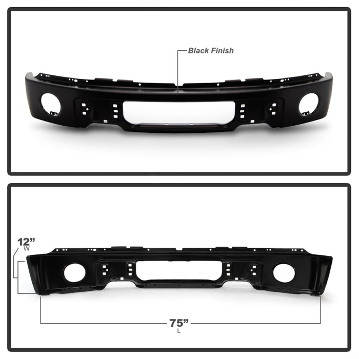 SPYDER 9948459 Spyder Ford F150 09-14 w/Fog Light Hole Front Bumper - Black (OEM # 9L3Z17757DPTM)