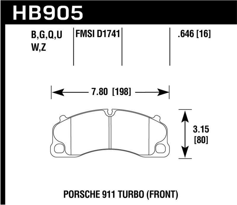 Hawk Performance HB905Z.646 Hawk 14-18 Porsche 911 Performance Ceramic Street Front Brake Pads