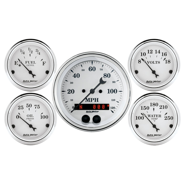 Autometer ATM1650 Old Tyme White Gauge Kit w/GPS Speedo