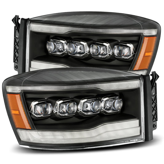 AlphaRex 880536 06-08 Dodge RAM 1500HD NOVA LED ProjHeadlights Plank Style Blk w/Seq Signal/DRL/Amber LED