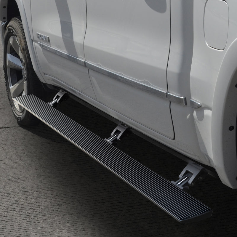 Go Rhino 20436680PC 19-24 RAM 1500 Quad Cab 4dr E1 Electric Running Board Kit (No Drill) - Tex. Blk