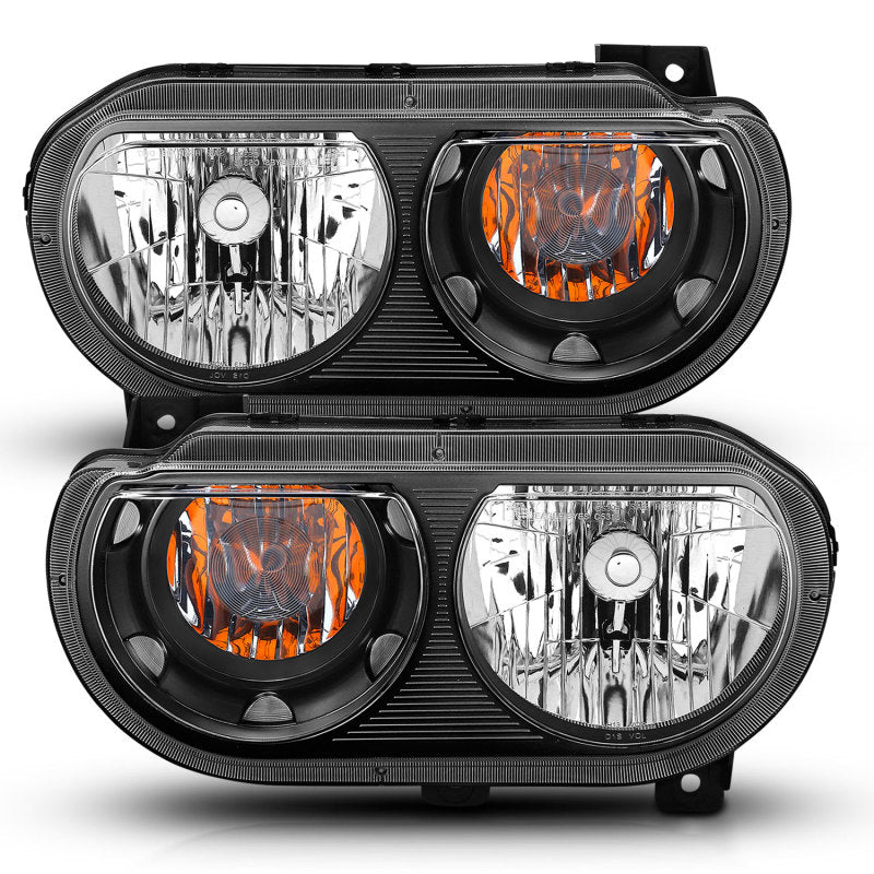 ANZO 121526 2008-2014 Dodge Challenger Crystal Headlights Black