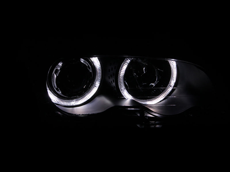 ANZO 121015 1999-2001 BMW 3 Series E46 Projector Headlights w/ Halo Black