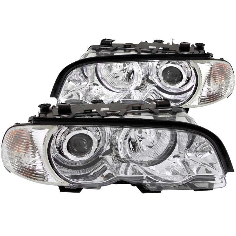 ANZO 121268 2000-2003 BMW 3 Series E46 Projector Headlights w/ Halo Chrome