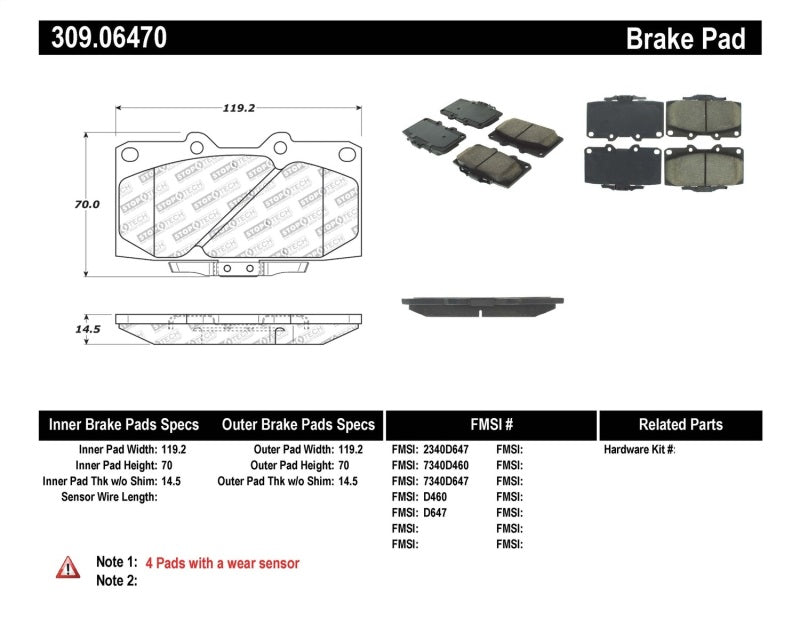 Stoptech 309.06470 StopTech 89-96 Nissan 300ZX Sport Performance Front Brake Pads