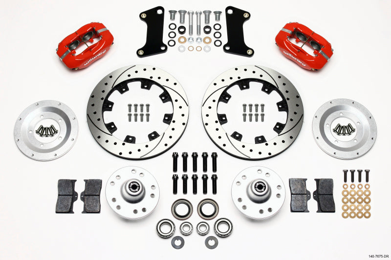 Wilwood 140-7675-DR Forged Dynalite Front Kit 12.19in Drilled Red 67-69 Camaro 64-72 Nova Chevelle