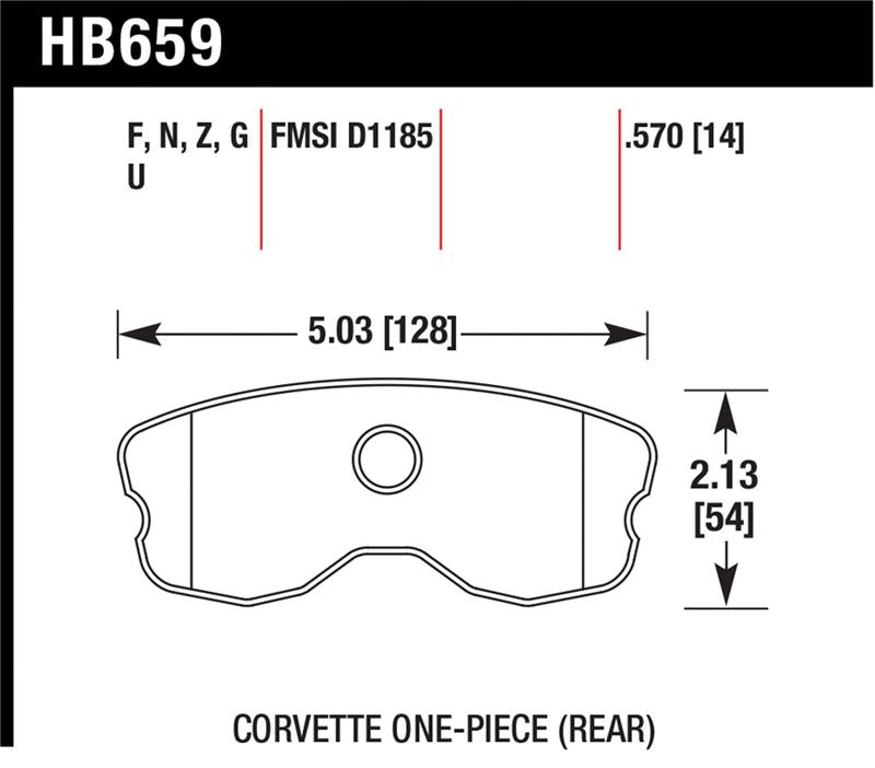 Hawk Performance HB659N.570 Hawk 06-10 Chevy Corvette (Improved Pad Design) Rear HP+ Street Brake Pads