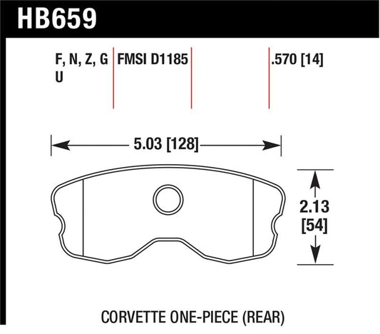 Hawk Performance HB659N.570 Hawk 06-10 Chevy Corvette (Improved Pad Design) Rear HP+ Street Brake Pads