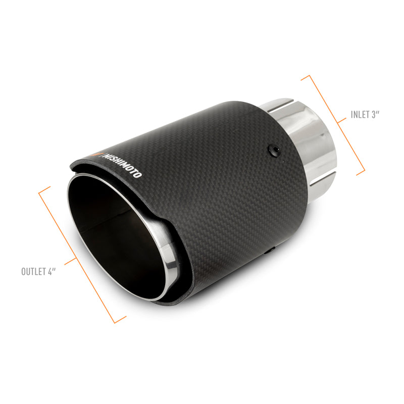 Mishimoto MMEXH-TIP-CF3P Carbon Fiber Muffler Tip 3in Inlet 4in Outlet Polished
