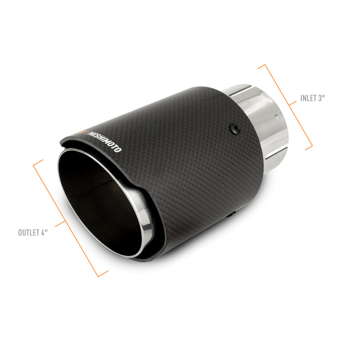 Mishimoto MMEXH-TIP-CF3P Carbon Fiber Muffler Tip 3in Inlet 4in Outlet Polished
