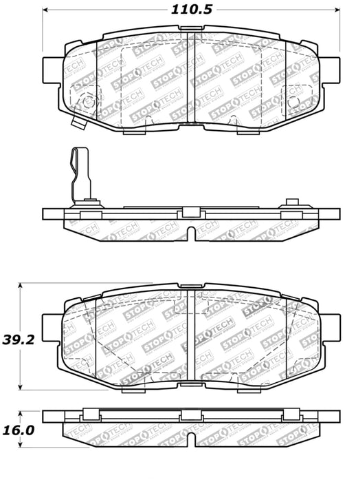 Stoptech 309.11240 StopTech Performance 06-10 Subaru Legacy Sedan/Outback/13 BRZ / 13 Scion FR-S Rear Brake Pads