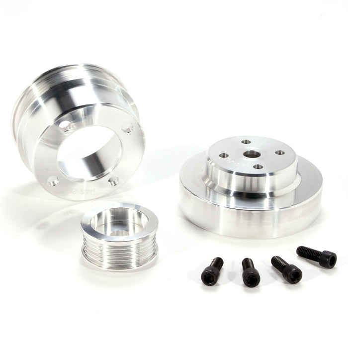 BBK 1553 86-93 Mustang 5.0 Underdrive Pulley Kit - Lightweight CNC Billet Aluminum (3pc)
