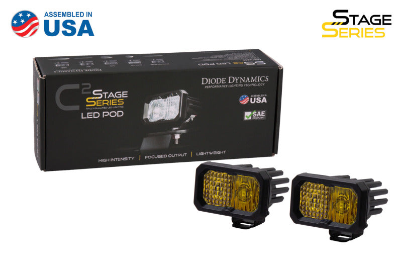 Diode Dynamics DD6391P Stage Series 2 In LED Pod Sport - Yellow Combo Standard ABL (Pair)