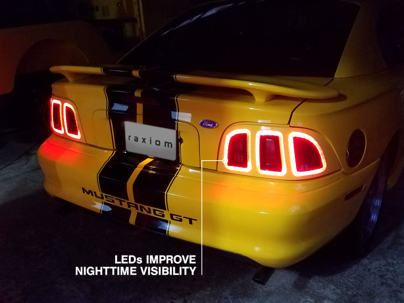 Raxiom 389876 96-98 Ford Mustang Icon LED Tail Lights- Black Housing (Smoked Lens)